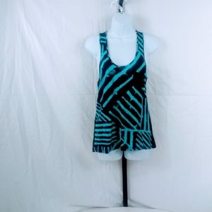 Iris Label Teal & Black Floral Lace Back Tank